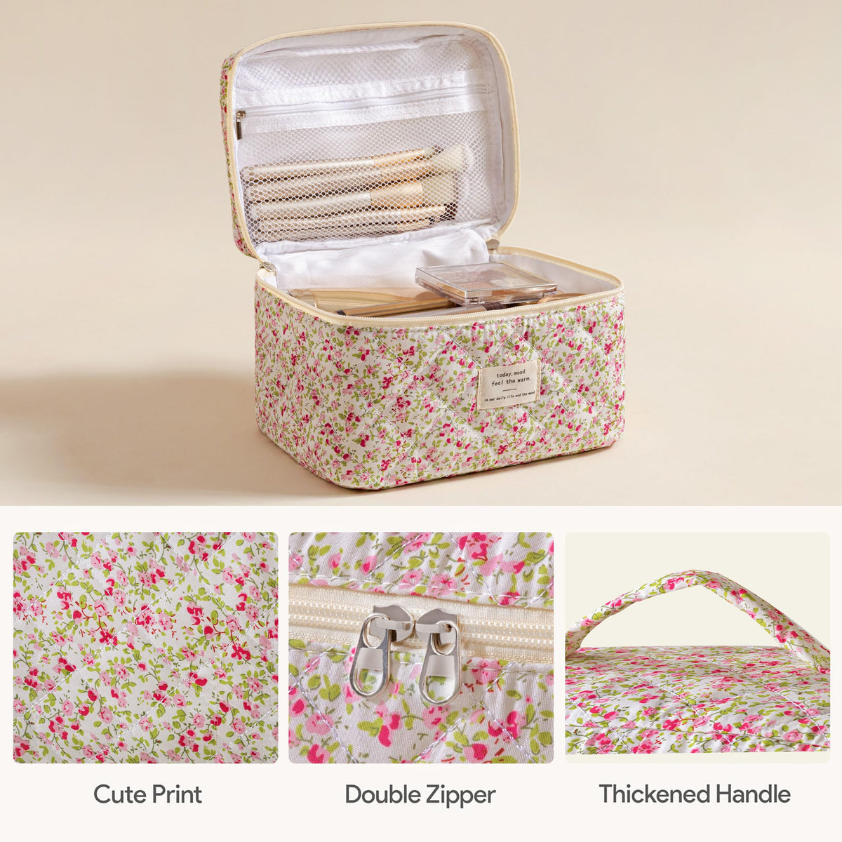 Large HBselect makeup bag open showing spacious interior