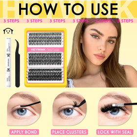 Lash clusters applied on model's eyes
