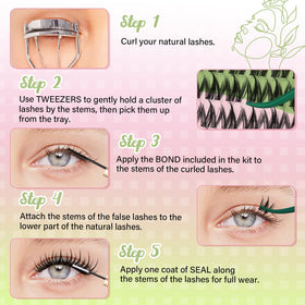 Lash clusters applied on model's eyes for demonstration