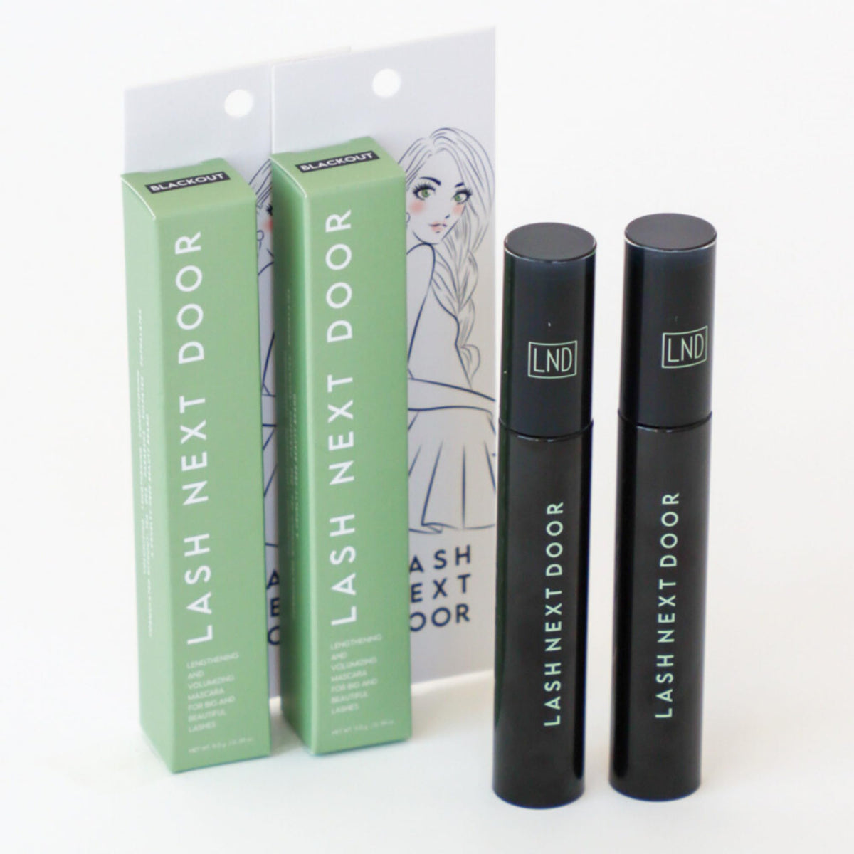 LASH NEXT DOOR Blackout Water Resistant Mascara 2-pack display
