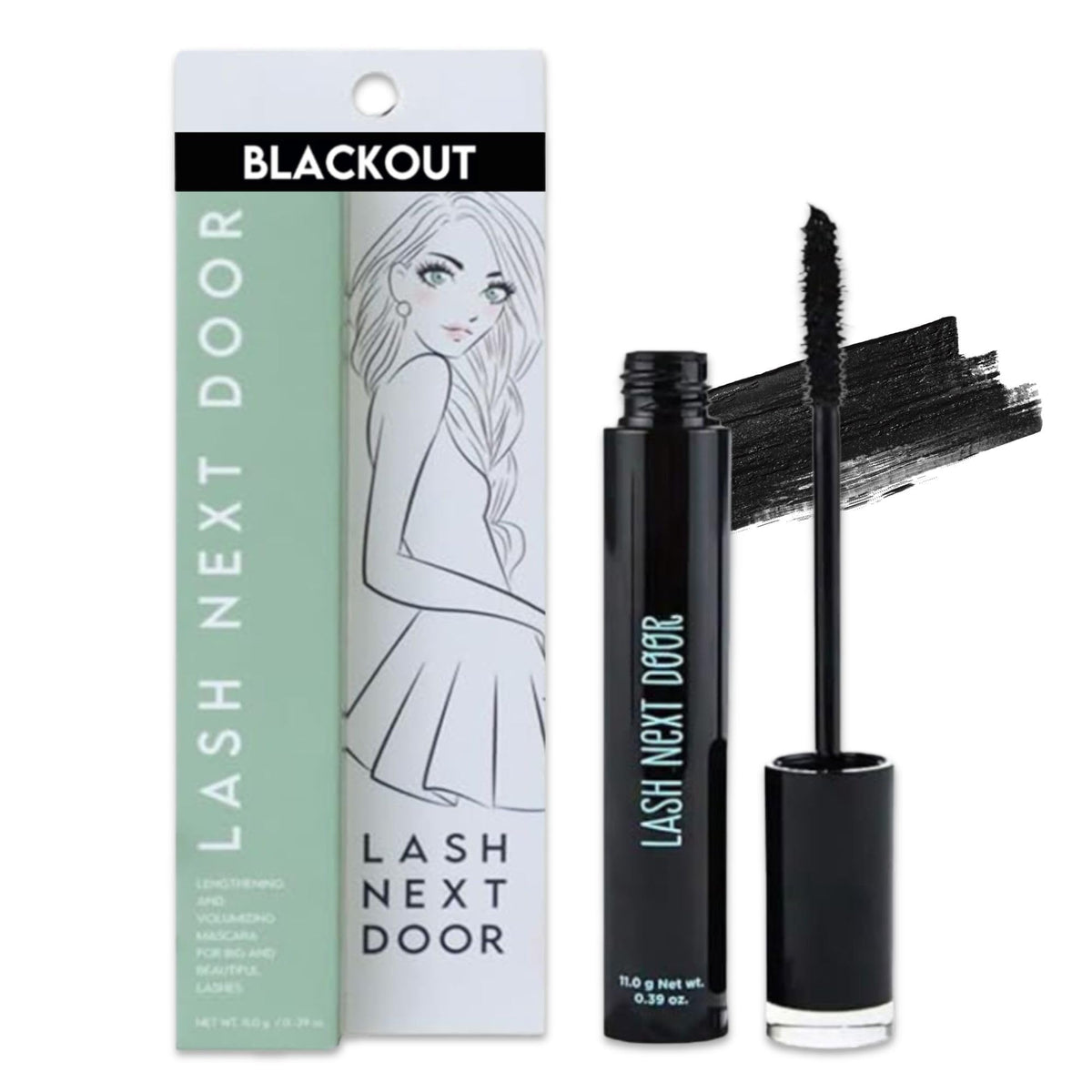 LASH NEXT DOOR Water Resistant Mascara black tube front view