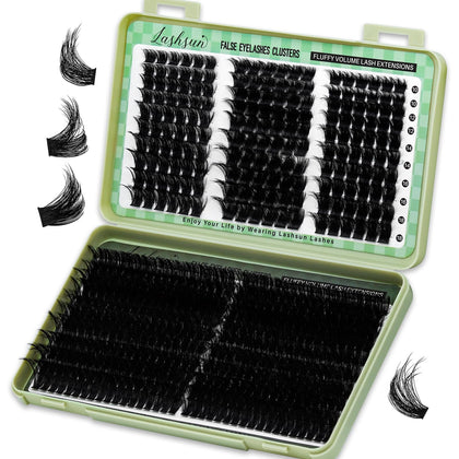 LASHSUN Cluster Lashes Kit 540pcs front view with lash bond and tweezers