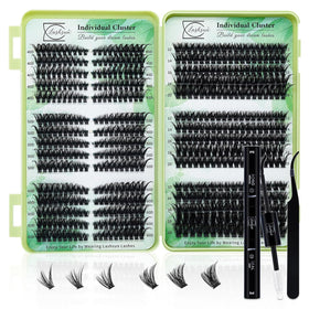 LASHSUN Cluster Lashes Kit 570pcs front view with lashes and applicator