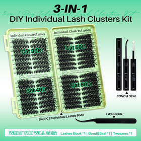 LASHSUN Lash Clusters Kit components including bond and seal