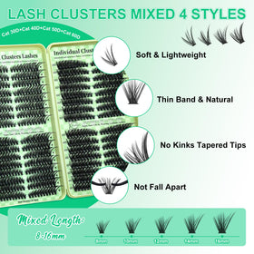 LASHSUN Lash Clusters Kit with all included items