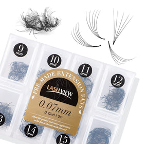 LASHVIEW 1000 Premade Volume Eyelash Extensions mixed tray front view