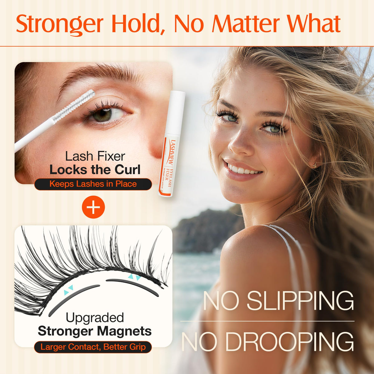 LASHVIEW Magnetic Eyelashes displayed with makeup tools