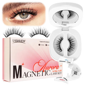 LASHVIEW Magnetic Eyelashes front view with applicator