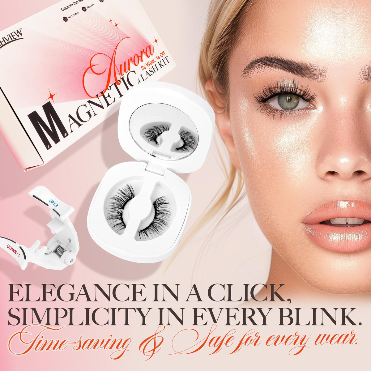 LASHVIEW Magnetic Eyelashes natural look on eyes