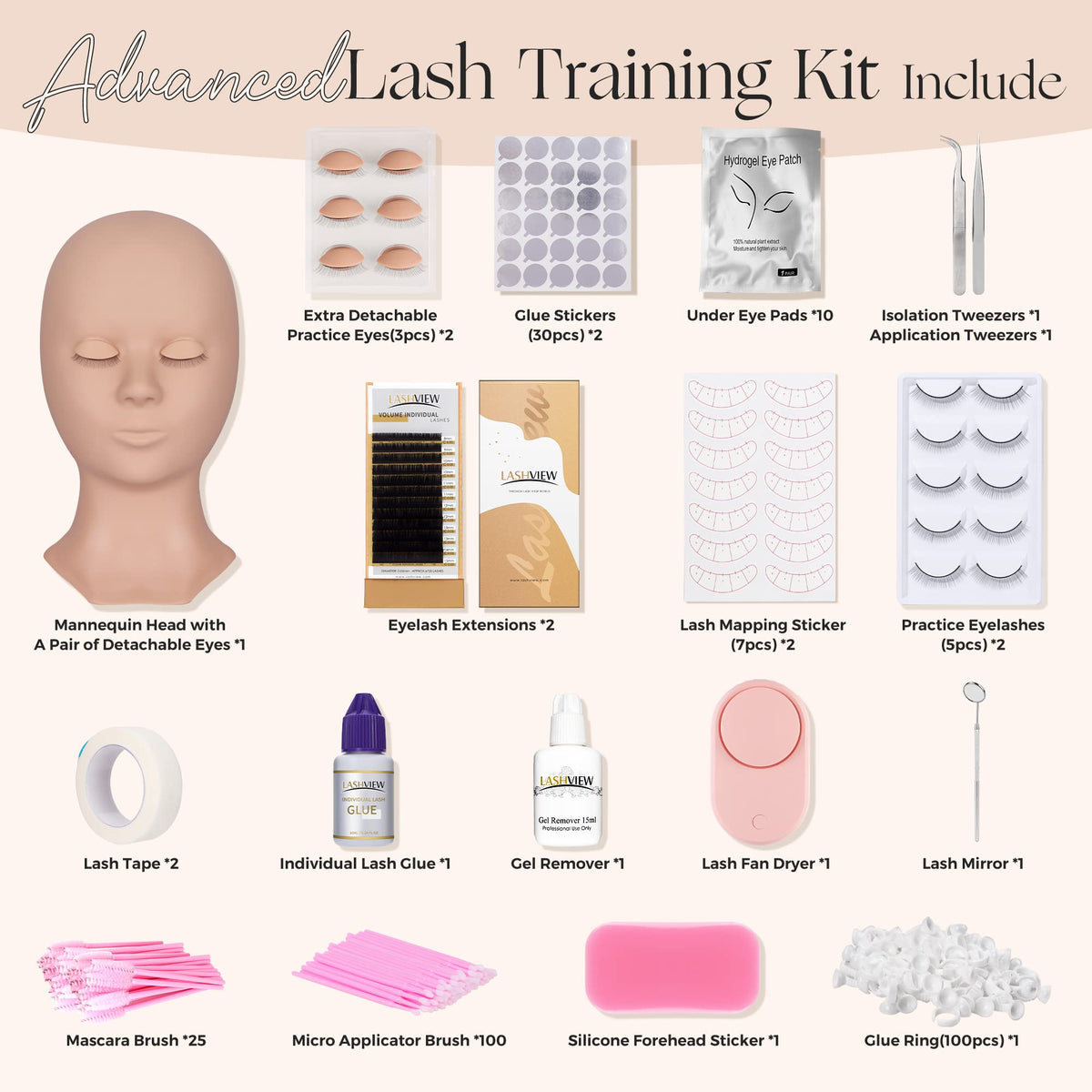 LASHVIEW mannequin head with detachable eyes