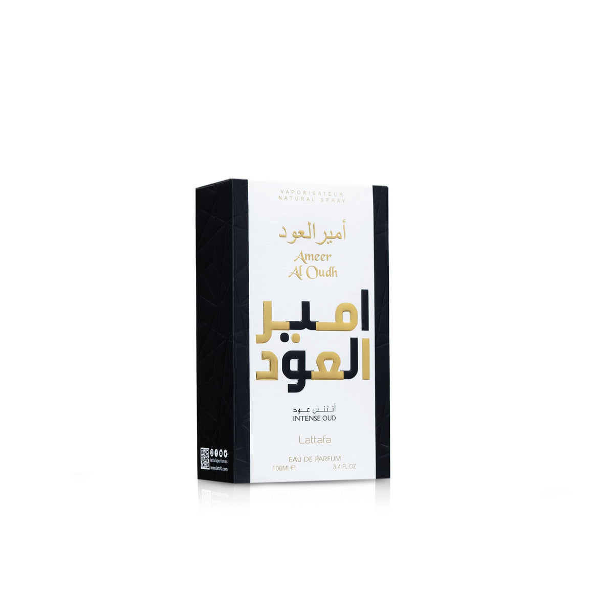 Lattafa Ameer Al Oud Intense bottle side view