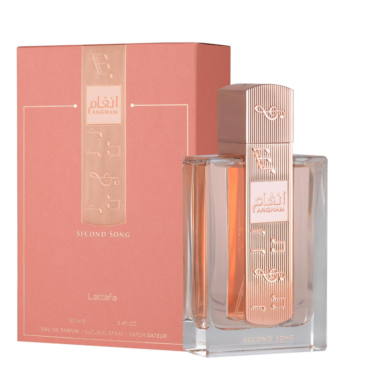 Lattafa Angham Second Song Eau de Parfum bottle side view