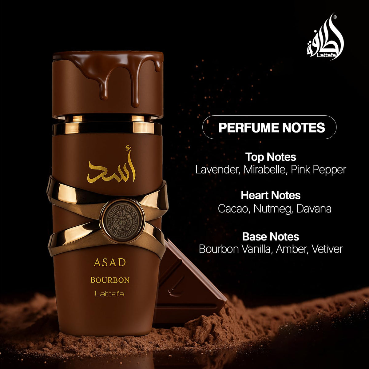 Lattafa Asad Bourbon Eau de Parfum close-up of cap