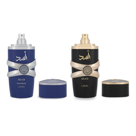 Lattafa Asad Zanzibar Eau de Parfum bottle close-up showcasing its design