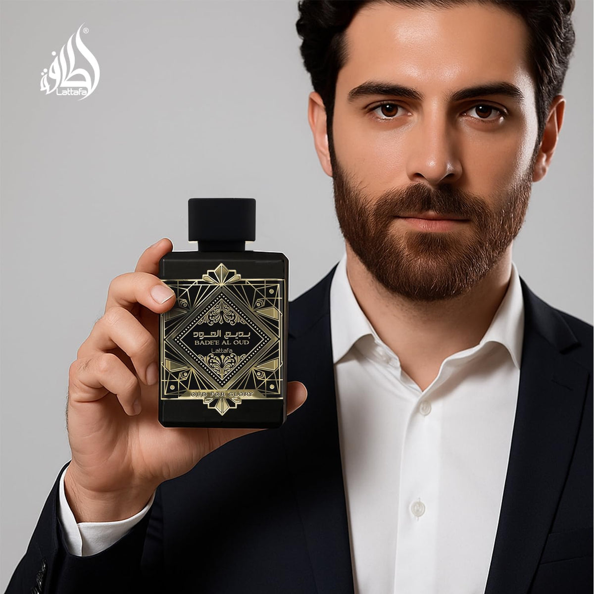 Lattafa Bade'e Al Oud Eau de Parfum 3.4oz with fragrance notes