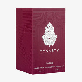 Lattafa Dynasty Eau de Parfum 100ml back view with detailed label