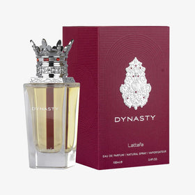 Lattafa Dynasty Eau de Parfum 100ml side view showcasing the sleek bottle