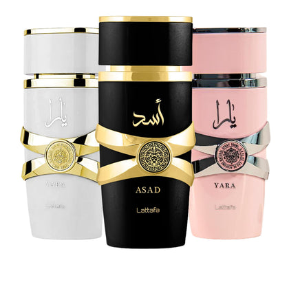 Lattafa Eau de Parfum Gift Set front view with three bottles