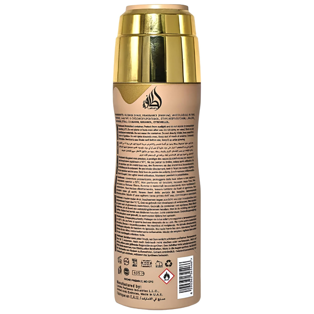 Lattafa Eclaire Perfumed Deodorant Spray 200ml with floral background