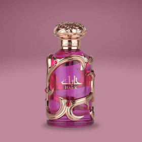 Lattafa Habik Eau de Parfum 100ml bottle on a table with soft lighting
