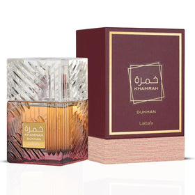 Lattafa Khamrah Dukhan Eau de Parfum Spray 100ml bottle side view