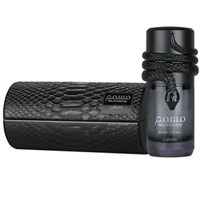 Lattafa Musamam Black Intense Eau de Parfum 100ml bottle side view