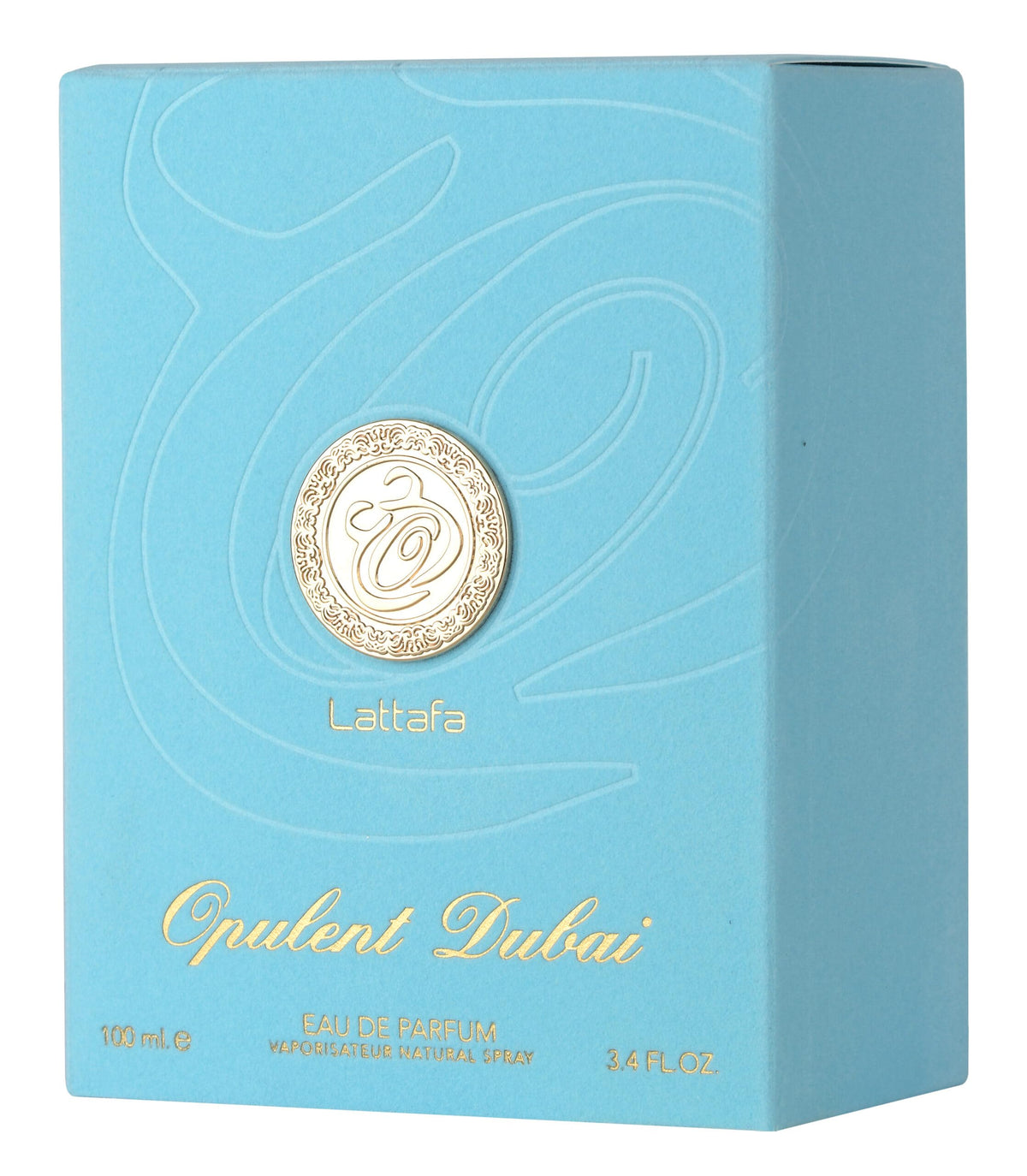 Lattafa Opulent Dubai Eau de Parfum 100ml with packaging display