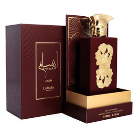 Lattafa Pride Ansaam Gold Eau de Parfum 100ml back view with ingredient details
