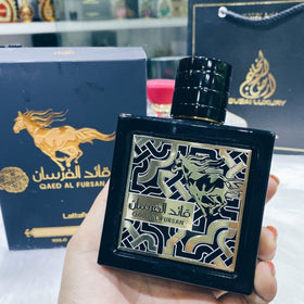 Lattafa Qaed Al Fursan Eau de Parfum bottle close-up