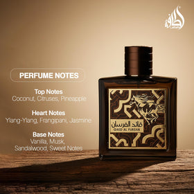 Lattafa Qaed Al Fursan Untamed bottle side view