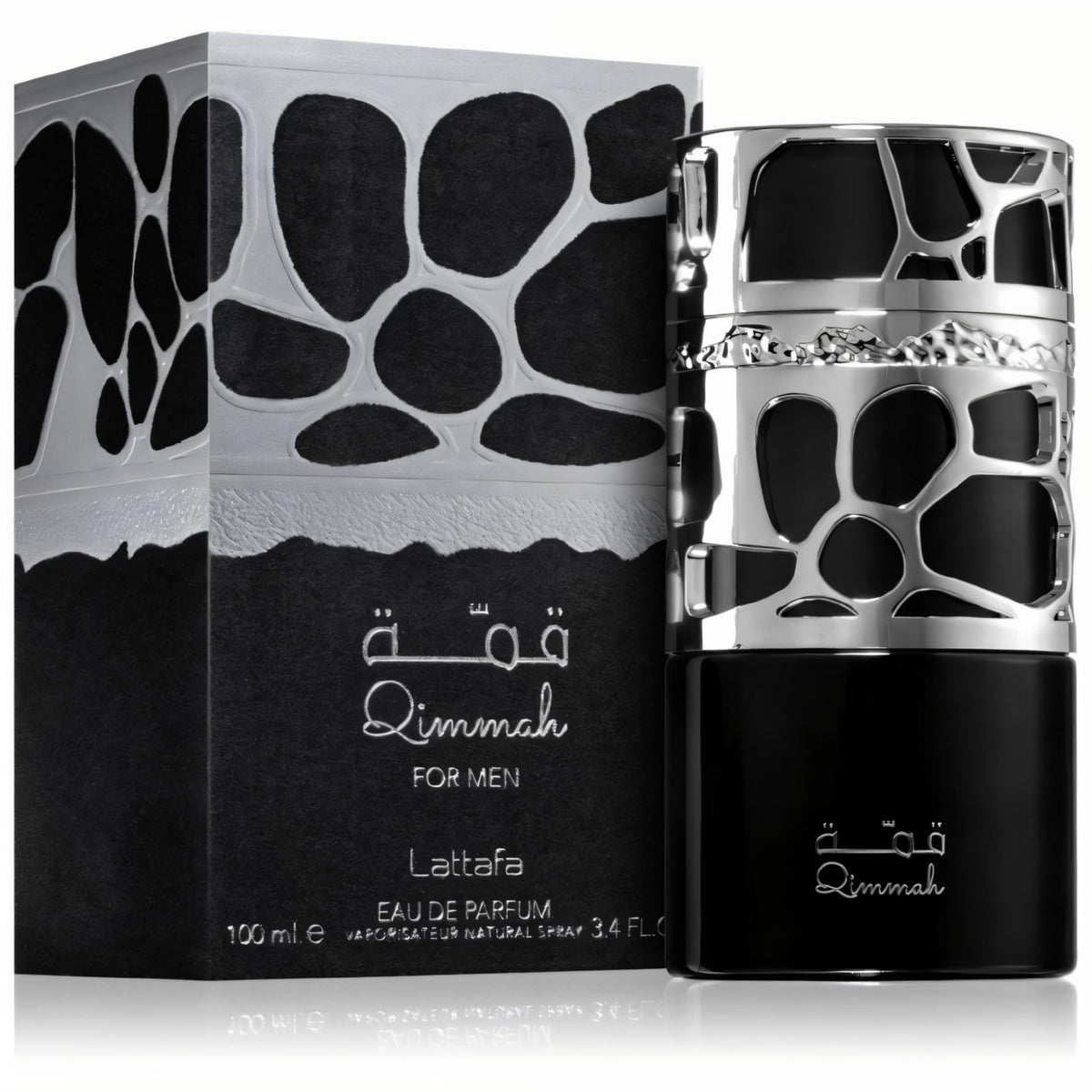 Lattafa Qimmah Eau de Parfum Spray 100ml bottle side view