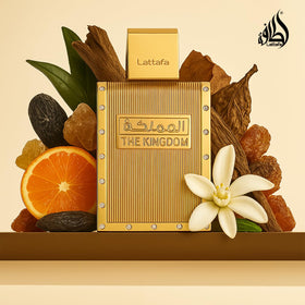 Lattafa The Kingdom Eau De Parfum bottle with cap