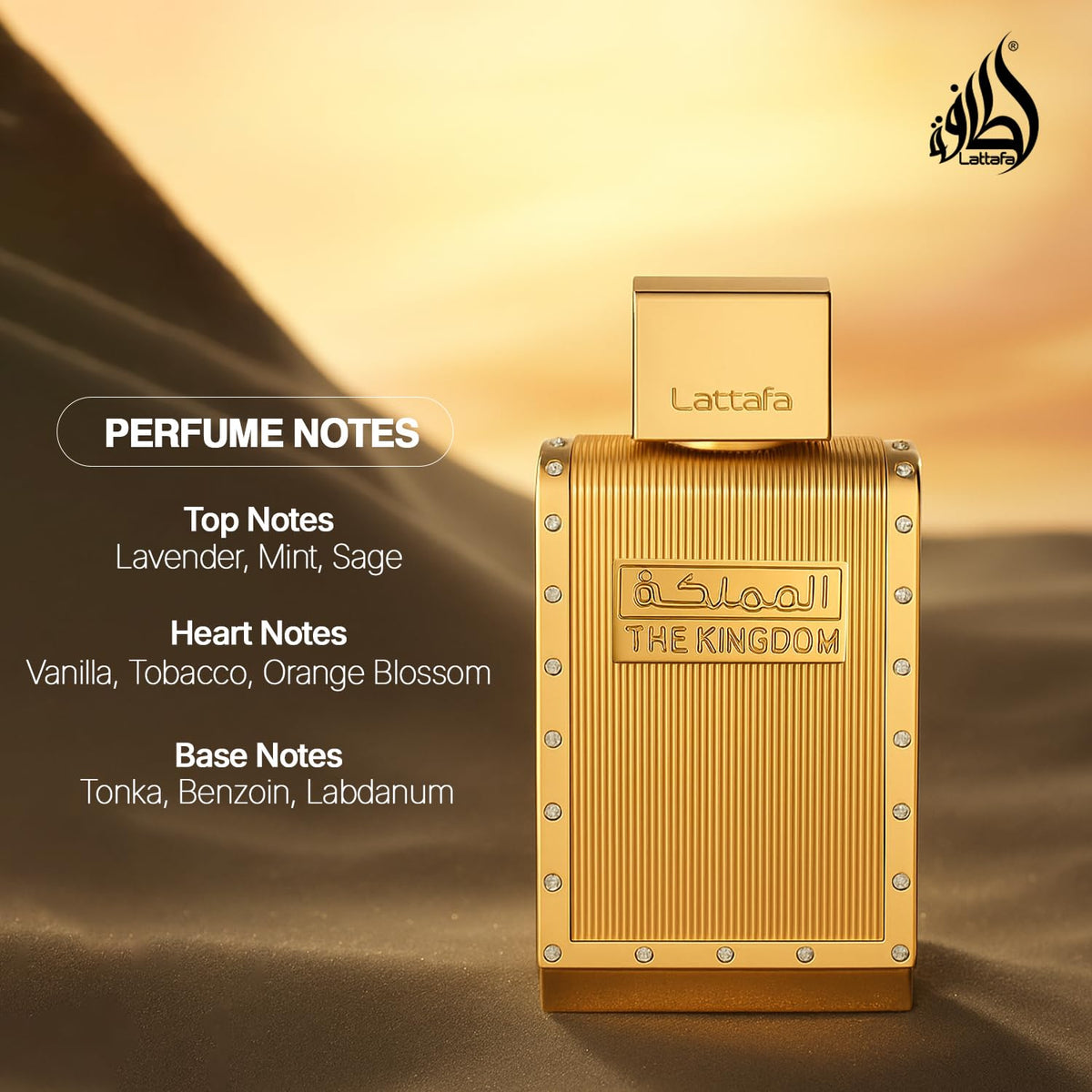 Lattafa The Kingdom Eau De Parfum in lifestyle setting