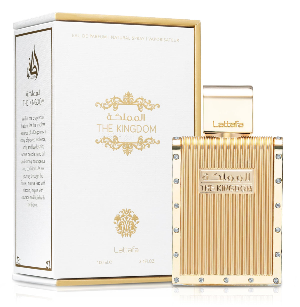 Lattafa The Kingdom Eau De Parfum Spray for Men bottle side view