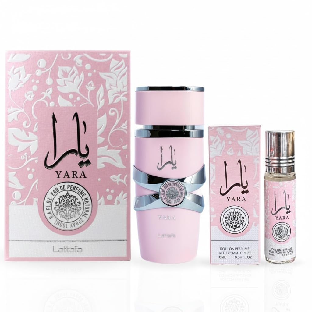 Lattafa Yara 2-piece fragrance bundle including Eau de Parfum Spray and Concentrated Perfume Oil