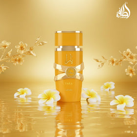 Lattafa Yara Tous Eau de Parfum with floral arrangement