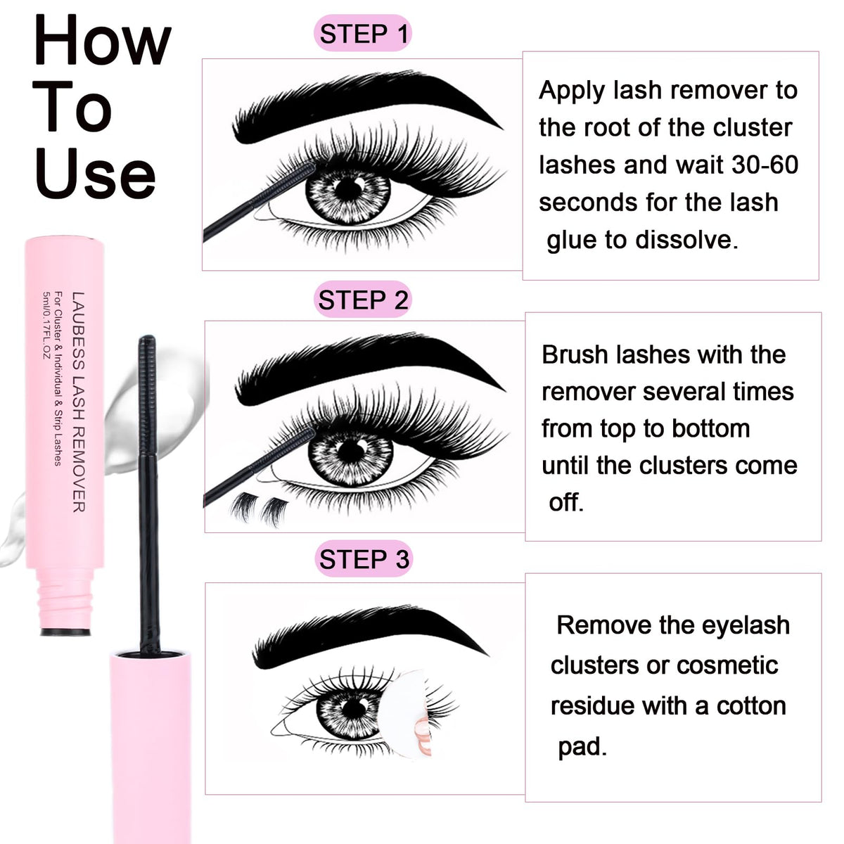 LAUBESS LASH Remover on a cotton pad