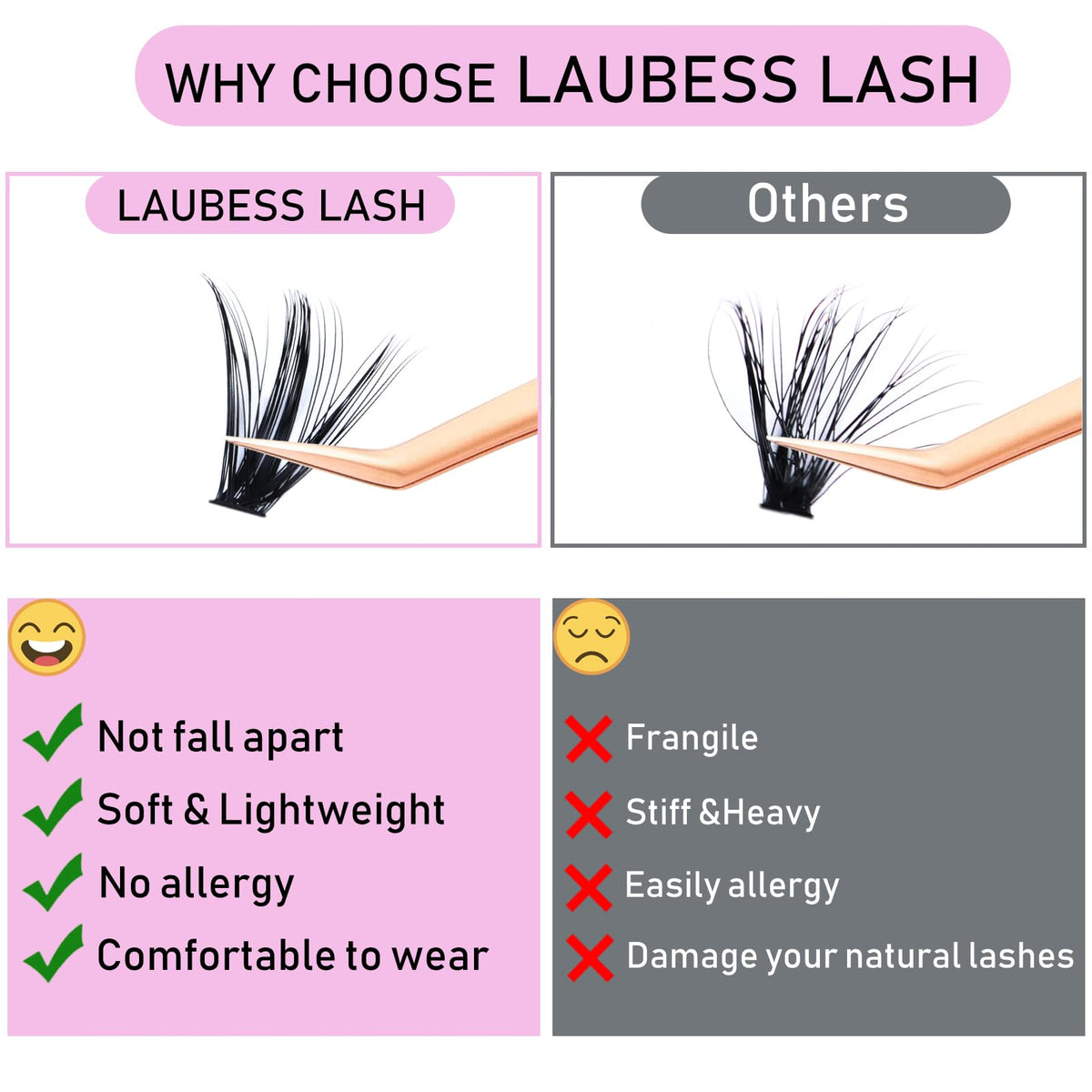 LAUBESS LASH stainless steel tweezers for lash application