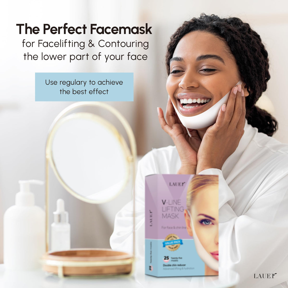 LAUER COSMETIC V Shaped Contouring Face Mask usage demonstration