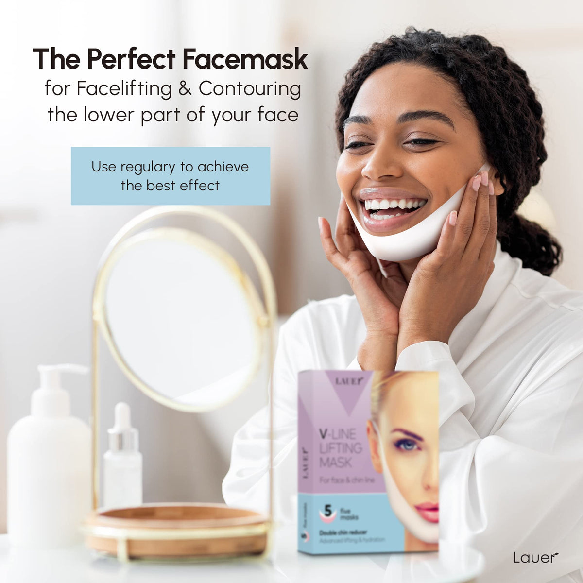 LAUER COSMETIC V Shaped Face Mask in use
