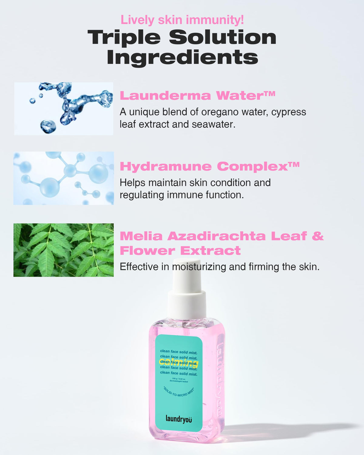 LAUNDRYOU Hydrating Jelly Mist close-up of mist application