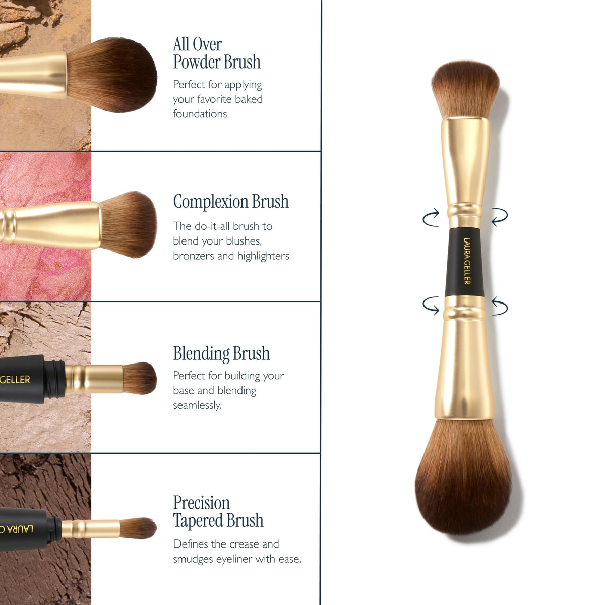 LAURA GELLER 4-in-1 Travel Makeup Brush Set in a bag