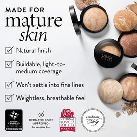 LAURA GELLER Baked Balance-n-Brighten Powder Foundation Deep with makeup brush