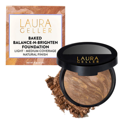 LAURA GELLER Baked Balance-n-Brighten Powder Foundation in Tan front view