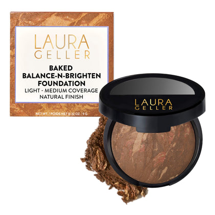 LAURA GELLER Baked Balance-n-Brighten Powder Foundation Toffee front view
