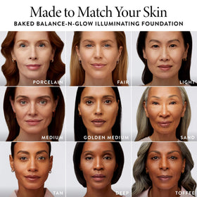 LAURA GELLER Baked Balance-N-Glow foundation in a beauty setup