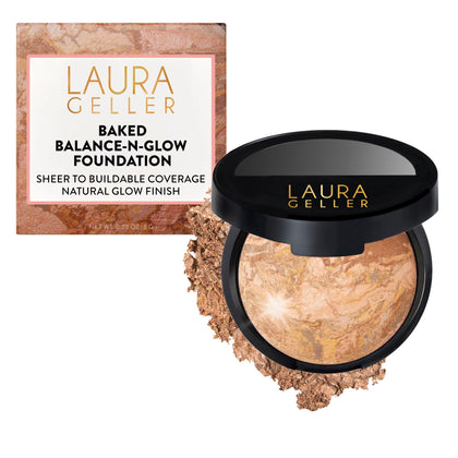 LAURA GELLER Baked Balance-N-Glow Illuminating Powder Foundation Medium front view