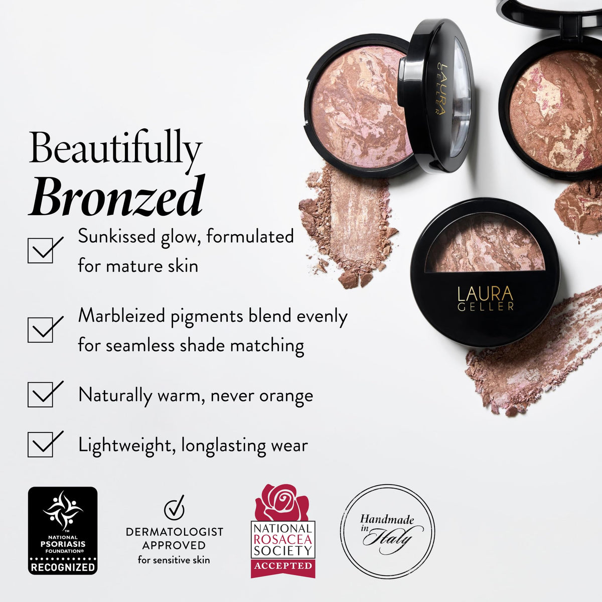 LAURA GELLER Baked Bronze-N-Brighten Bronzer Powder close-up of texture