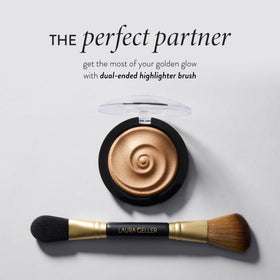 LAURA GELLER Baked Gelato Swirl Illuminator Gilded Honey on vanity