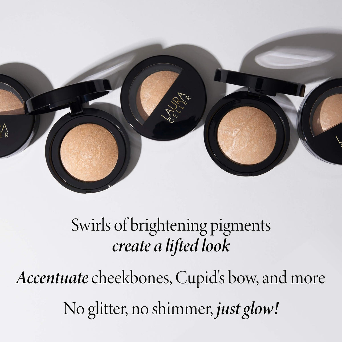LAURA GELLER Baked Marbleized Highlighter on vanity